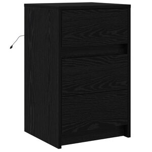 vidaXL Natskab med skuffe Sort eg 38 x 34 x 61 cm Konstrueret tr&aelig;