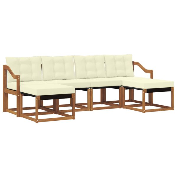 vidaXL Udend&oslash;rs sofagruppe med pude 6 pcs Naturlig og Fl&oslash;de