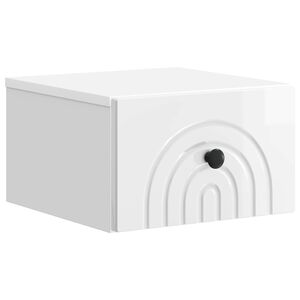 vidaXL V&aelig;gh&aelig;ngt Natbord med skuffe Hvid h&oslash;jglans 33 x 34,5 x 20 cm