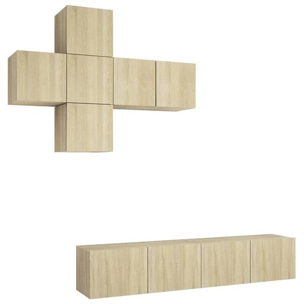 vidaXL tv-skabss&aelig;t 7 dele konstrueret tr&aelig; sonoma-eg