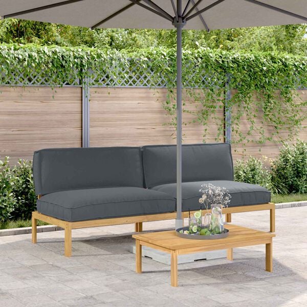 vidaXL Sofa S&aelig;t med pude Antracit 240 x 92 x 69 cm Massivt Akacietr&aelig;