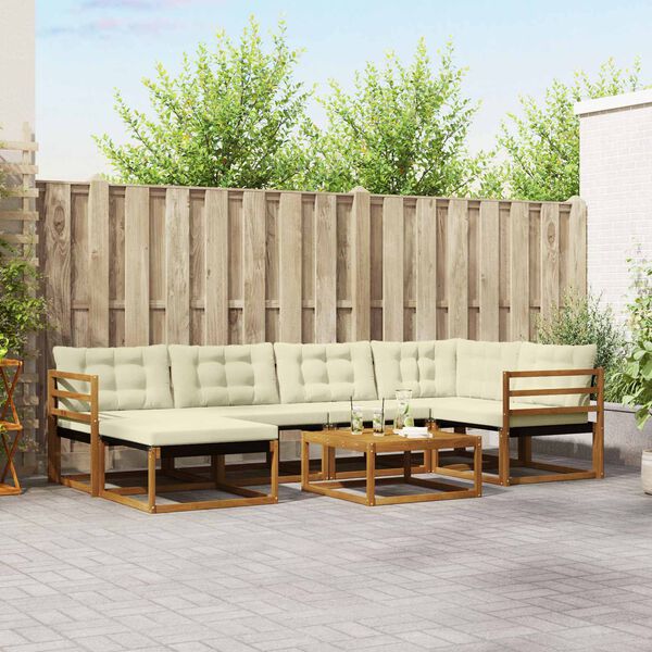 vidaXL Udend&oslash;rs sofagruppe 19 pcs Naturlig og Fl&oslash;de Massivt Akacietr&aelig;