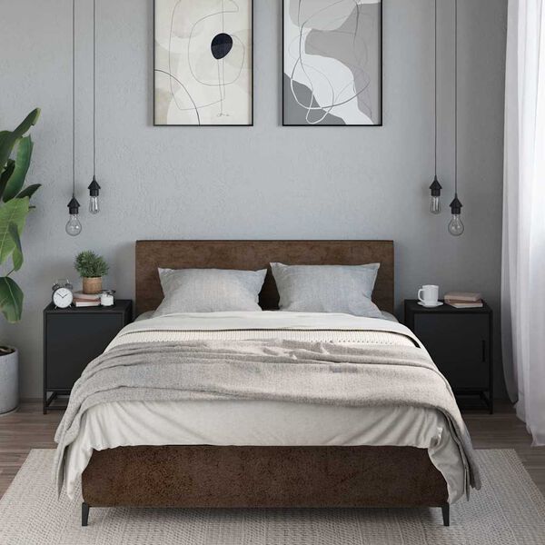 vidaXL sengeskabe 2 stk. 40x31x50 cm konstrueret træ og metal sort