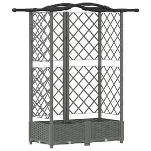 vidaXL H&aelig;vet Bed med Trellis og Tag Lysegr&aring; 124 x 40 x 123 cm PP