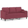 vidaXL 3-personers sofa med pyntepuder 180 cm stof vinr&oslash;d