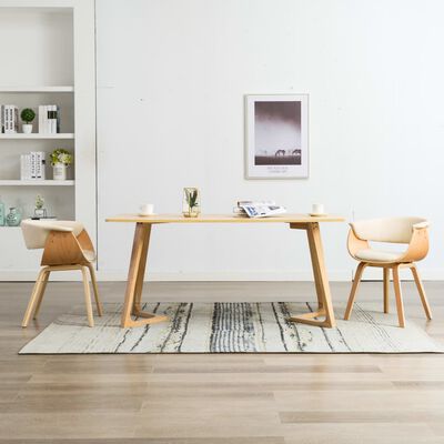 vidaXL spisebordsstole 2 stk. bøjet træ og kunstlæder cremefarvet