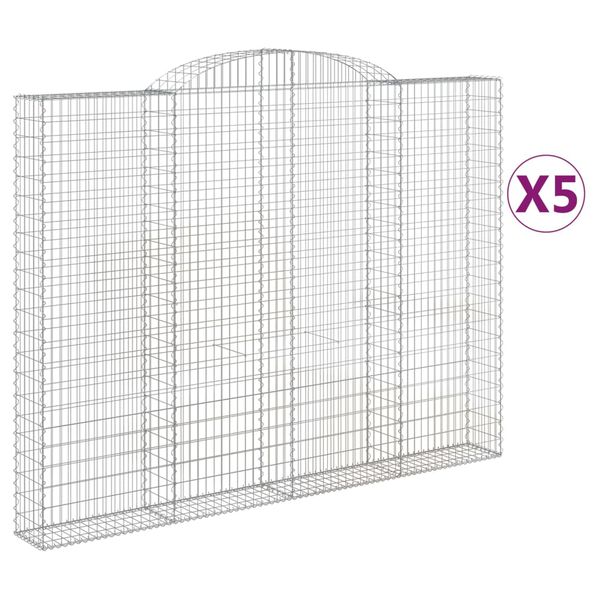 vidaXL buede gabionkurve 5 stk. 300x30x220/240 cm galvaniseret jern