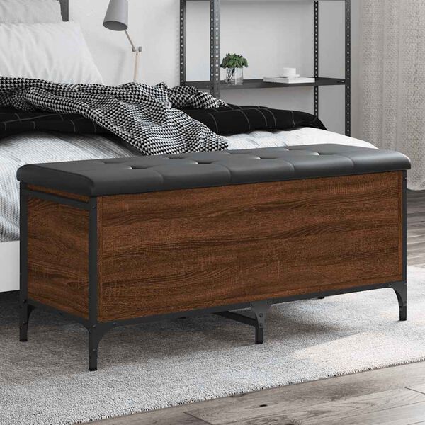 vidaXL opbevaringsb&aelig;nk 102x42x45 cm konstrueret tr&aelig; brun egetr&aelig;sfarve