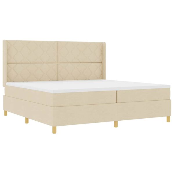 vidaXL Box spring seng med madras Creme 200 x 200 cm Stof