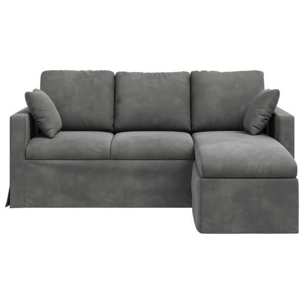vidaXL Sofa M&oslash;rkegr&aring; 198 x 134 x 80 cm Fl&oslash;jl
