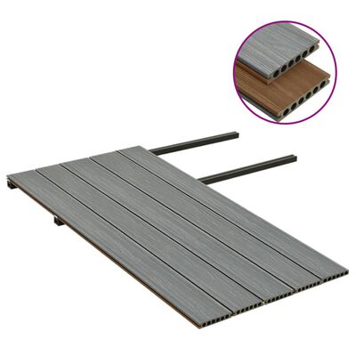 vidaXL terrassebrædder med tilbehør WPC 10 m² 2,2 m brun og grå