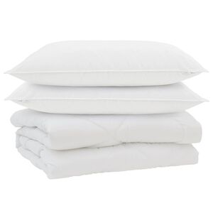 vidaXL Dyne med pude 3 pcs Hvid Mikrofiber