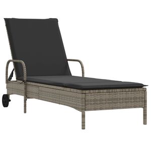 vidaXL liggestol med hjul og hynde polyrattan gr&aring;