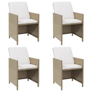 vidaXL havestole 4 stk. med hynder polyrattan beige