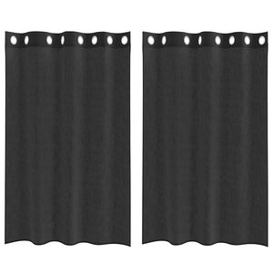 vidaXL voile-gardiner med &oslash;skner 2 stk. 140x175 cm sort