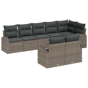 vidaXL Havesofa S&aelig;t med pude med opbevaring 8 pcs Gr&aring; polyrattan