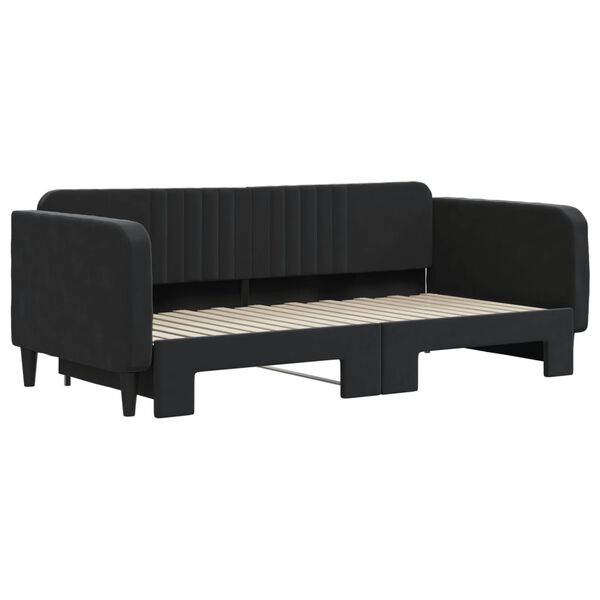 vidaXL daybed med udtræk 90x190 cm velour sort
