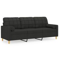 vidaXL 3-personers sofa med pyntepuder 180 cm stof sort
