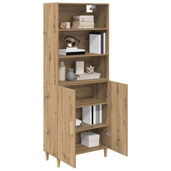 vidaXL Highboard Artisan Egetr&aelig; 69,5 x 32,5 x 180 cm Konstrueret tr&aelig;