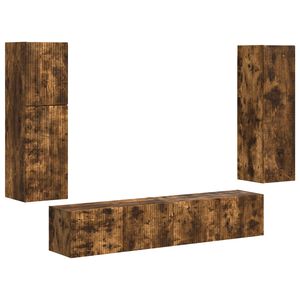 vidaXL TV-m&oslash;bels&aelig;t V&aelig;gmonteret 4 pcs R&oslash;get eg Konstrueret tr&aelig;