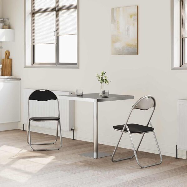 vidaXL Sammenklappelig stol 2 pcs Sort og gr&aring; 48 x 43,5 x 81 cm