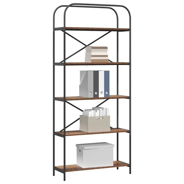 vidaXL Bogreol Gammelt tr&aelig; 80 x 30 x 183 cm Konstrueret tr&aelig;