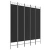 vidaXL 5-panels rumdeler 200x220 cm stof sort