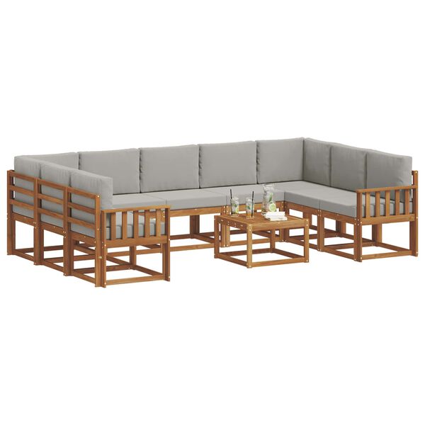 vidaXL Udend&oslash;rs sofagruppe med pude 10 pcs Naturlig og Lys Gr&aring;