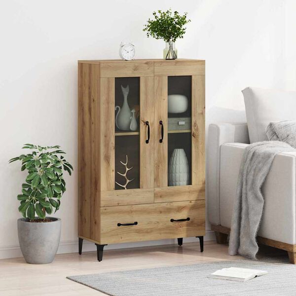 vidaXL Highboard Artisan Egetr&aelig; 70 x 31 x 115 cm Ingeni&oslash;rt tr&aelig; og jern