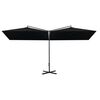 vidaXL dobbelt parasol 600x300 cm st&aring;lstang sort