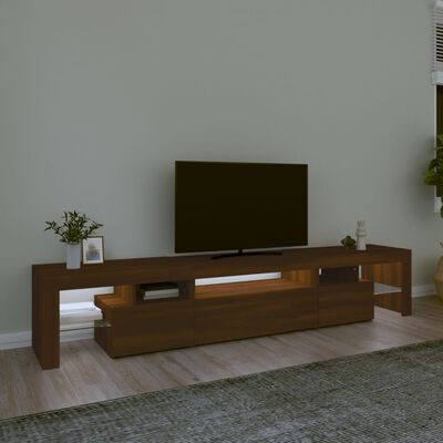 vidaXL tv-skab med LED-lys 215x36,5x40 cm brun egetræ