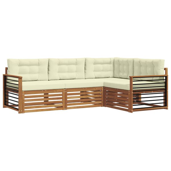 vidaXL Udend&oslash;rs sofagruppe med pude 4 pcs Naturlig og Fl&oslash;de