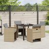 vidaXL Have Spisebordss&aelig;t med pude 5 pcs Beige polyrattan