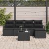 vidaXL Sofa S&aelig;t med pude med opbevaring 6 pcs Sort polyrattan