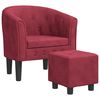 vidaXL l&aelig;nestol med fodskammel velour vinr&oslash;d