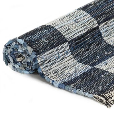 vidaXL håndvævet chindi-tæppe denim 120 x 170 cm blå
