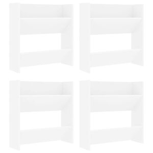 vidaXL v&aelig;gh&aelig;ngt skoskab 4 stk. 60x18x60 cm konstrueret tr&aelig; hvid