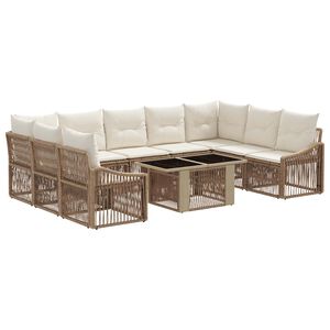 vidaXL Havesofa S&aelig;t 10 stk. Beige og cremehvid polyrattan