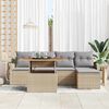 vidaXL Havesofa S&aelig;t med opbevaring 6 pcs Beige Poly rattan