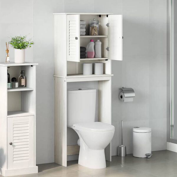 vidaXL Toilet Skab med hylde VIGO Hvid og antik hvid 60 x 27 x 161 cm