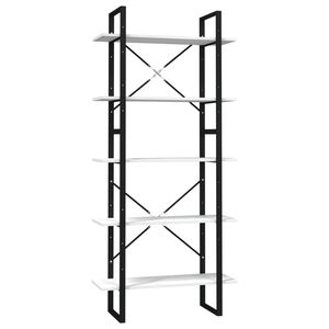vidaXL bogreol med 5 hylder 80x30x175 cm massivt fyrretr&aelig; hvid