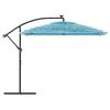 vidaXL haveparasol med stålstang 269x269x235 cm blå