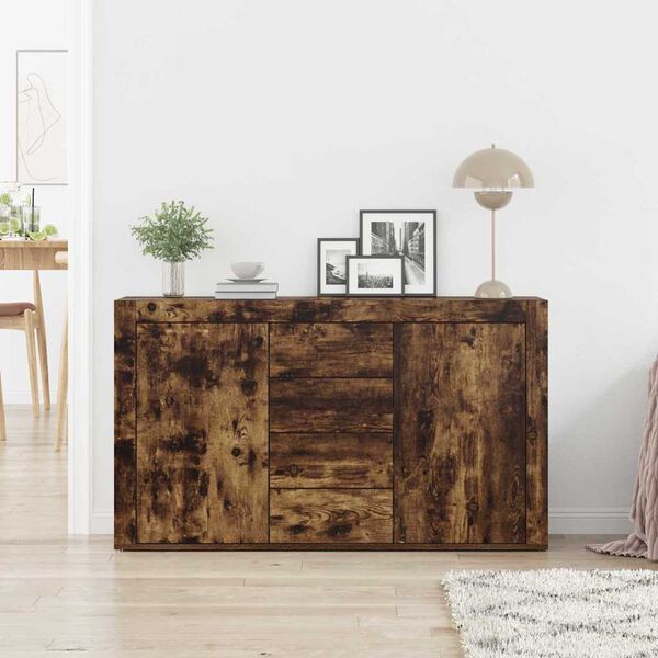 vidaXL Sideboard med skuffe R&oslash;get eg 120 x 36 x 69 cm Konstrueret tr&aelig;