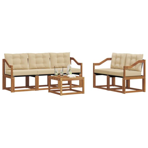 vidaXL Udend&oslash;rs sofagruppe med pude 6 pcs Naturlig og Beige
