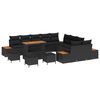 vidaXL Havesofa S&aelig;t 14 pcs Sort Poly Rattan og Pulverlakeret St&aring;l