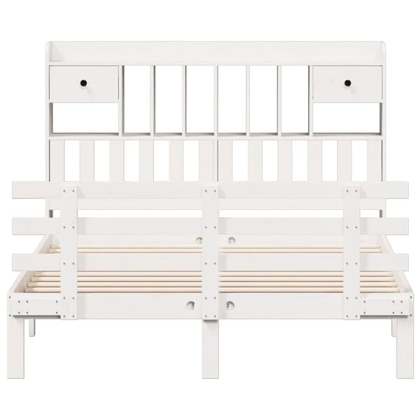 vidaXL seng med reol uden madras 150x200 cm massivt fyrretr&aelig; hvid