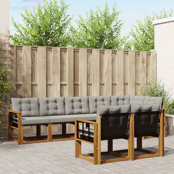 vidaXL Udend&oslash;rs sofagruppe med pude 8 pcs Naturlig og Lys Gr&aring;