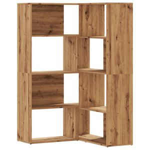 vidaXL bogreol til hj&oslash;rne 85x85x140 cm 4 hylder konstrueret tr&aelig; eg
