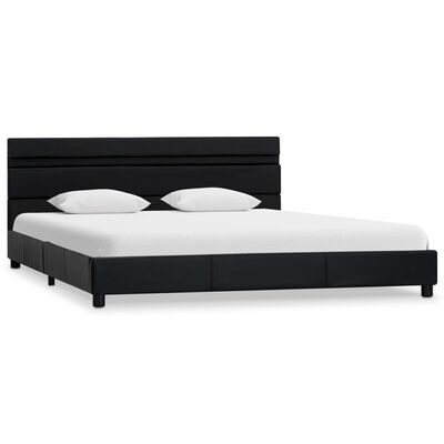 vidaXL sengestel med LED 140x200 cm kunstlæder sort