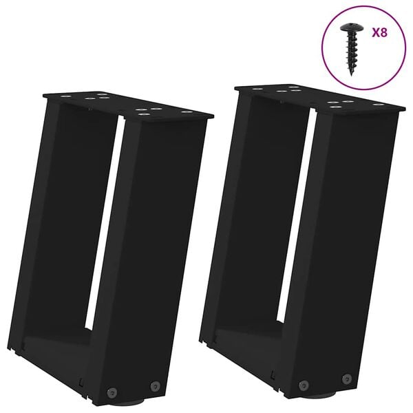 vidaXL sofabordsben U-formet 2 stk. sort 30x(30-31) cm st&aring;l